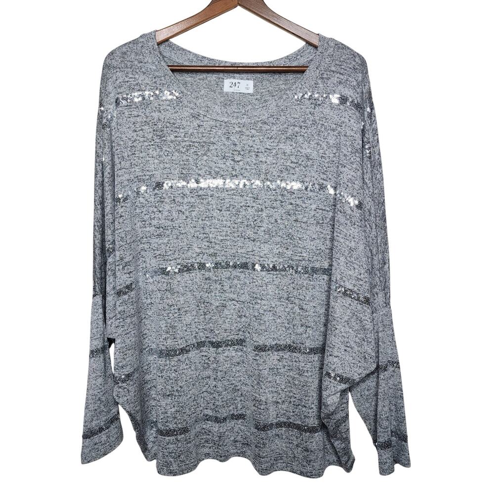 🌻3 for $18 Maurices 24/7 Gray Sequin Strip Top Women's Size XL